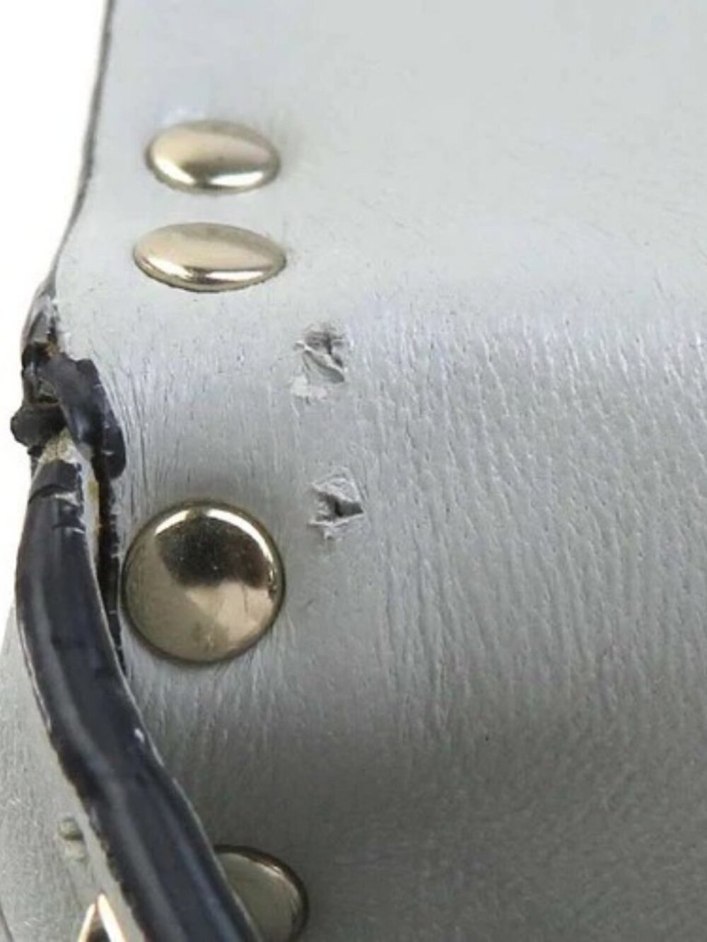 Auth Valentino Garavani Rockstud Handbag Shoulder Bag Light Gray/Gold - e61152g - Picture 9 of 16